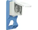 Hornbach Steckdose e2 16A für E-Fahrzeuge aufputz grau/blau mit Klappdeckel IP65
