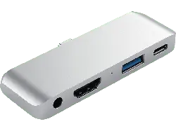 SATECHI Mobile Pro USB-C Hub, 4K60Hz HDMI, PD 60W, USB 3.0, 3.5mm, Silber; USB Hub