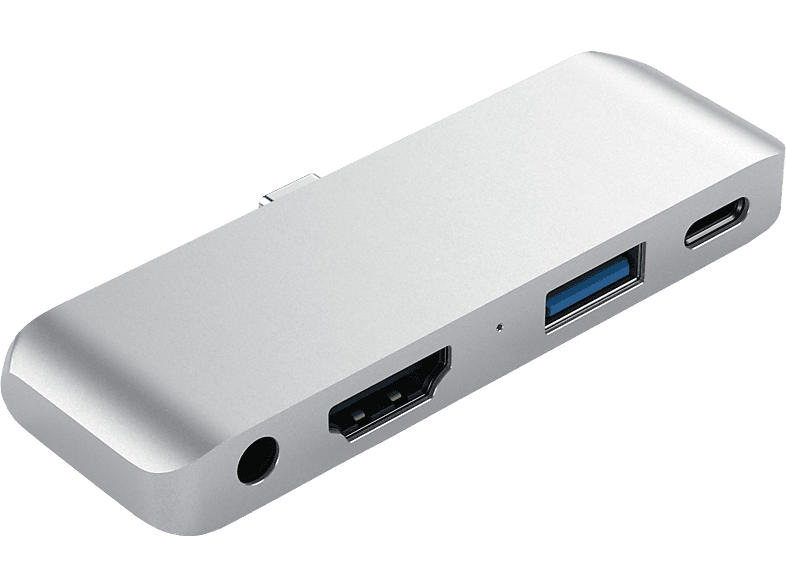 Satechi Mobile Pro USB-C Hub, 4K60Hz HDMI, PD 60W, USB 3.0, 3.5mm, Silber; USB Hub