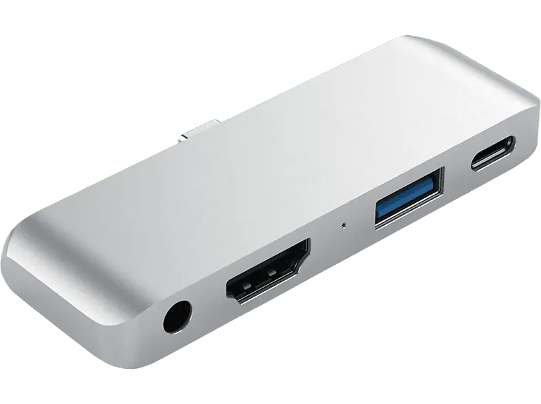 SATECHI Mobile Pro USB-C Hub, 4K60Hz HDMI, PD 60W, USB 3.0, 3.5mm, Silber; USB Hub