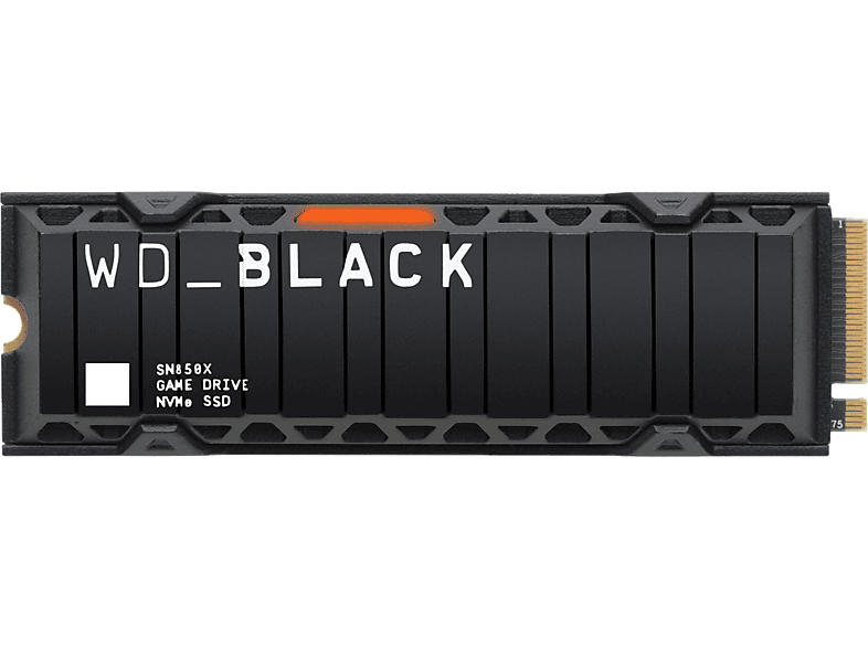 Western Digital 2TB SSD Festplatte WD_Black SN850X NVMe mit Kühlkörper, M.2, Intern, R7300/W6600 MB/s