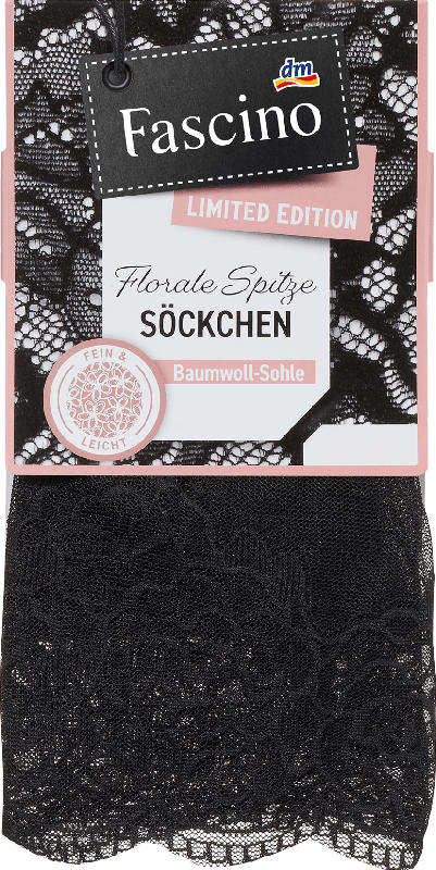 Fascino Socken mit Spitze schwarz Gr. 39-42