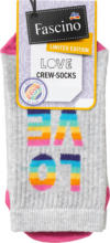 dm-drogerie markt Fascino Crew Socken "Love" grau & pink Gr. 35-38 - bis 30.04.2024