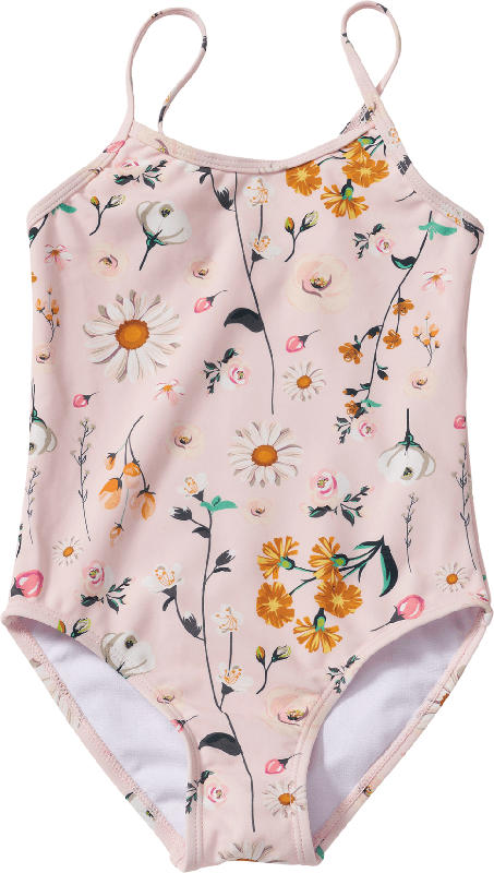 PUSBLU Badeanzug mit Blumen-Muster, rosa, Gr. 110/116