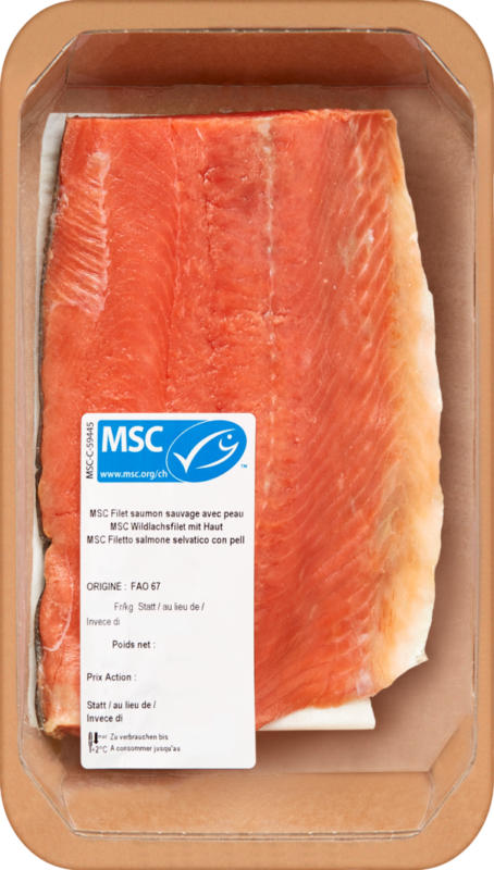 Filetto di salmone selvatico con pelle, Alaska, env. 300 g, les 100 g