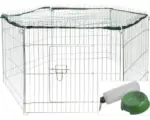 Hornbach Freigehege 6-eckig mit Nylonnetz, Trinkflasche und Futternapf 112x98x56 cm silber