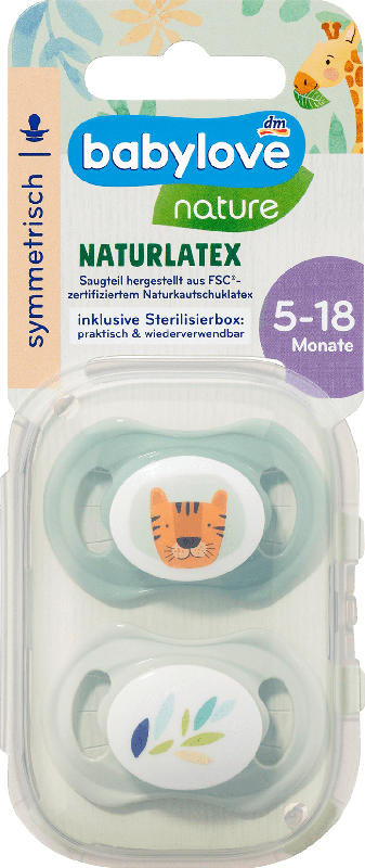 babylove Schnuller Latex symmetrisch, Eukalyptus/Mint, Gr.2, 5-18 Monate