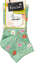 Fascino Sneaker Socken mit Blumen-Muster grün Gr. 39-42