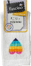 dm-drogerie markt Fascino Crew Socken mit Regenbogen-Herz weiß Gr. 35-38 - bis 31.03.2024