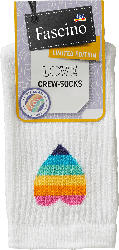 Fascino Crew Socken mit Regenbogen-Herz weiß Gr. 35-38