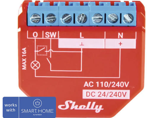 Schalter Shelly PLUS 1PM 1-Kanal, Wi-Fi, rot (120373)