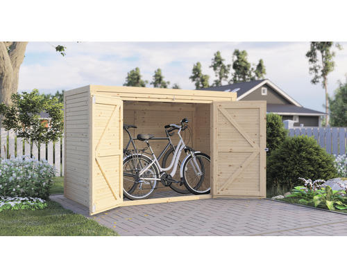 Fahrradgarage, Gartenschrank Bertilo Fineline Rhombusprofil 207 x 103 x 143 cm natur