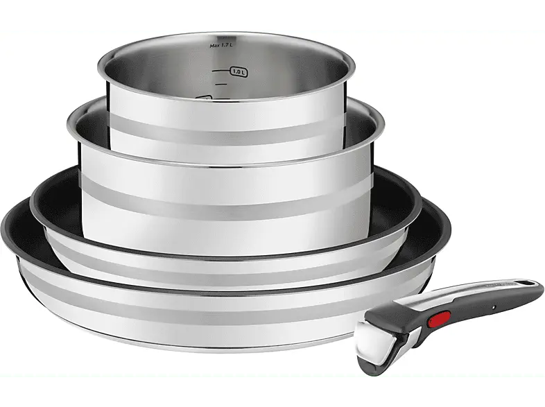 Tefal Jamie Oliver by Tefal Ingenio 5-teilig Topf- und Pfannenset (Edelstahl, passend für alle Herdarten, 28 cm)