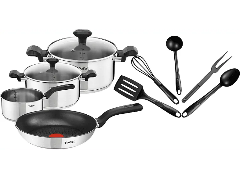 Tefal C 973SB Comfort Max Topf- und Pfannenset (11 tlg., für alle Herdarten, Silber, 18/10-Edelstahl)