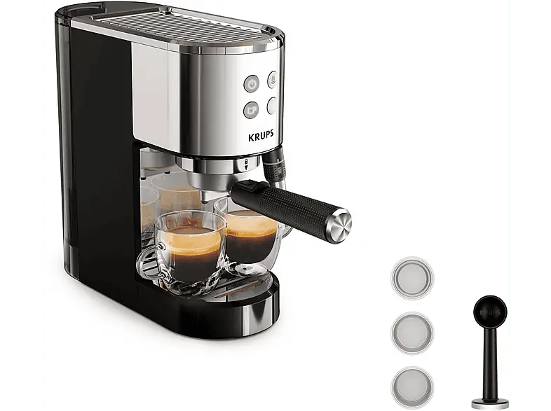 Krups XP444C Virtuoso+ Siebträger (Schwarz, 1450 Watt, 15 bar)