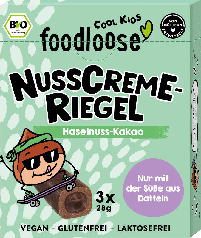 foodloose Schokoriegel Nusscreme Haselnuss-Kakao