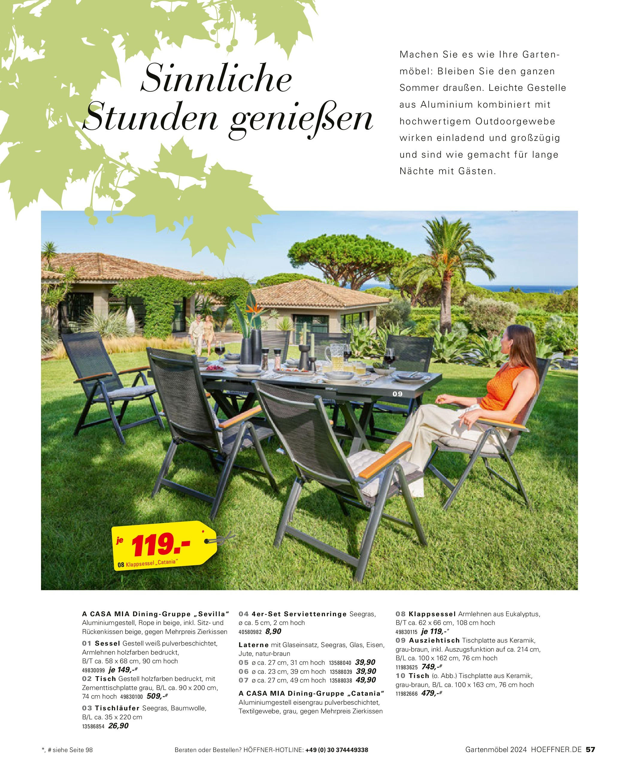 Höffner Gartenkatalog (ab 27.02.2024) zum Blättern | Seite: 57 | Produkte: Sessel, Tisch