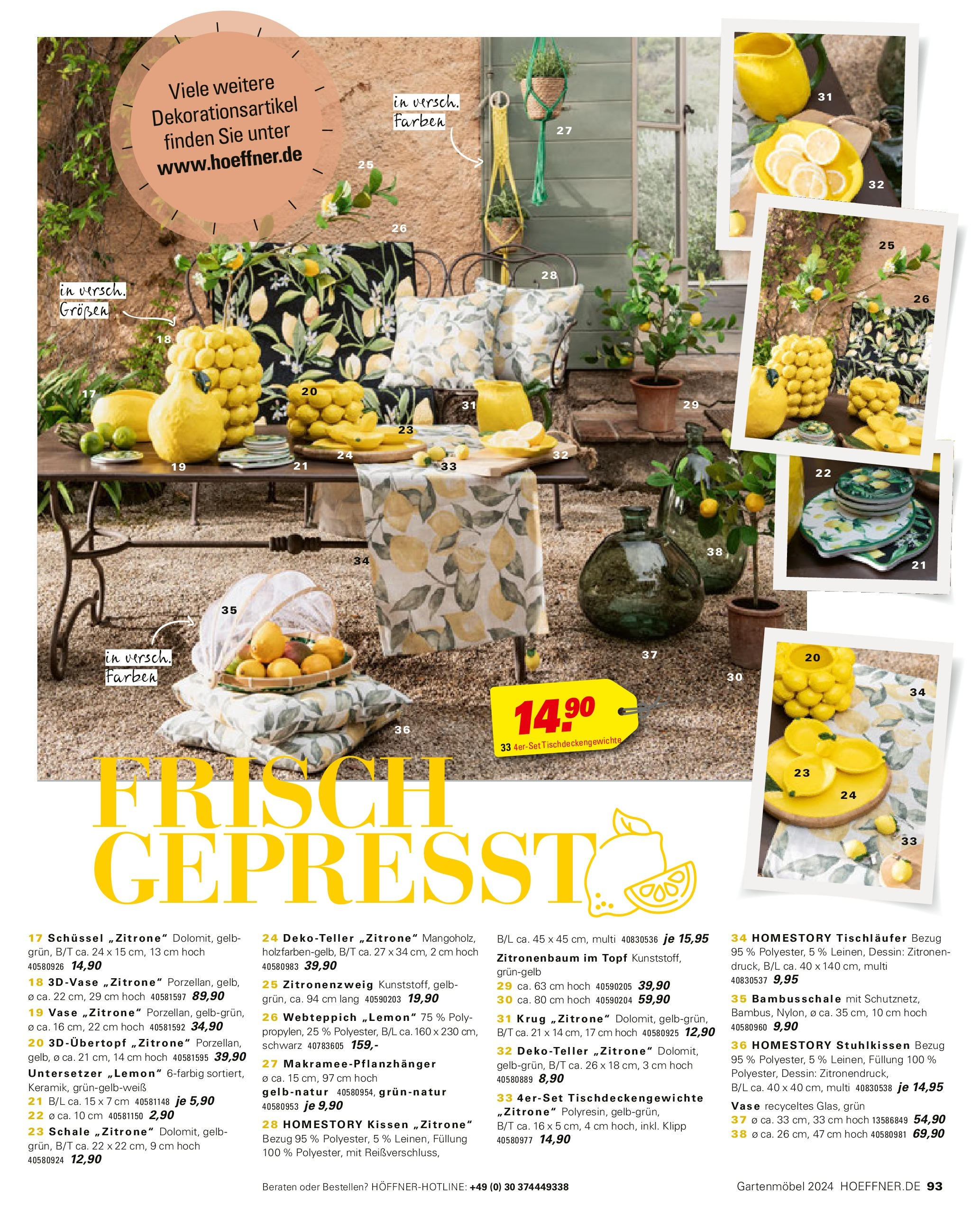 Höffner Gartenkatalog (ab 27.02.2024) zum Blättern | Seite: 93 | Produkte: Kissen, Vase