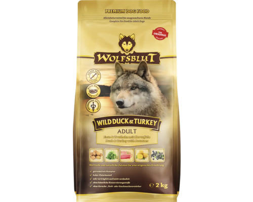 Hundefutter trocken WOLFSBLUT Wild Duck & Turkey mit wertvollen Superfoods, getreidefrei, Glutenfrei 2 kg