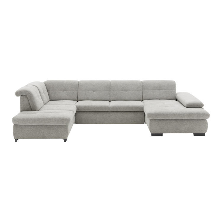 Canapé d’angle BOCHUM, textile, gris clair