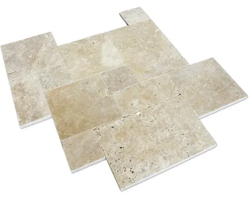 FLAIRSTONE Naturstein Terrassenplatte Bari Travertin römischer Verband Set = 1,48 m²