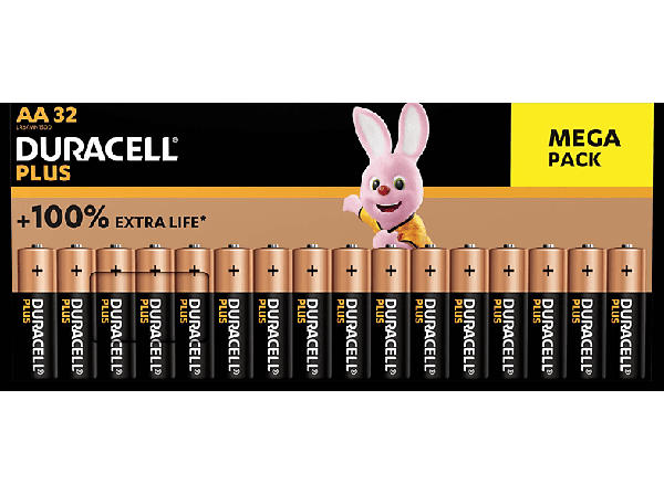 Duracell AA Plus Batterie, 32er Promo Pack