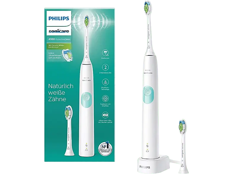 Philips HX6807/51 Sonicare ProtectiveClean 4300 Elektrische Schallzahnbürste Weiß/Mint