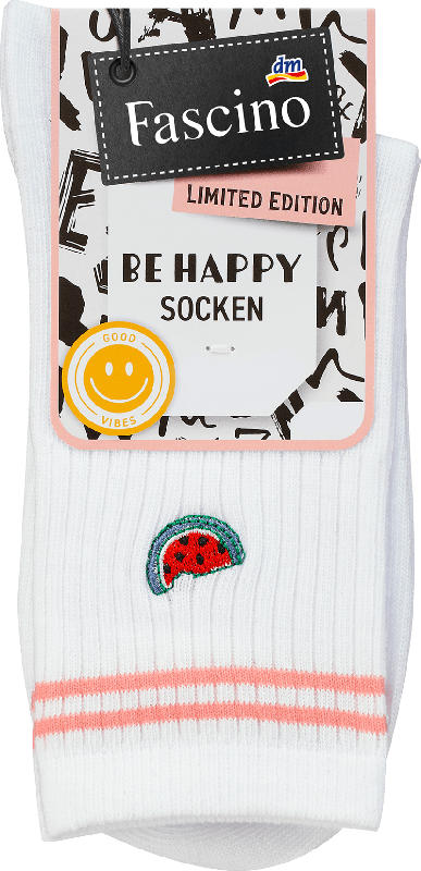 Fascino Socken mit Melonen-Stickerei weiß Gr. 39-42