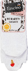 Fascino Sneaker Socken mit Eis-Stickerei, weiß, Gr.39-42