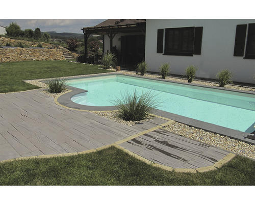 Einbaupool Styropor-Pool-Set Gran Canaria 800x400x150 cm inkl. Sandfilteranlage, Skimmer, Römertreppe, Filtersand, Schutzvlies für Boden/Wand und Verrohrungsset sand