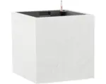 Hornbach Übertopf mit Pflanzeinsatz Cubico Stone Kunststoff 33 x 33 x 33 cm weiß