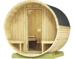 Hornbach Fasssauna Weka 198 inkl. 9 kW Kompakt Ofen u.integr. Steuerung mit graphitfarbiger Ganzglastüre