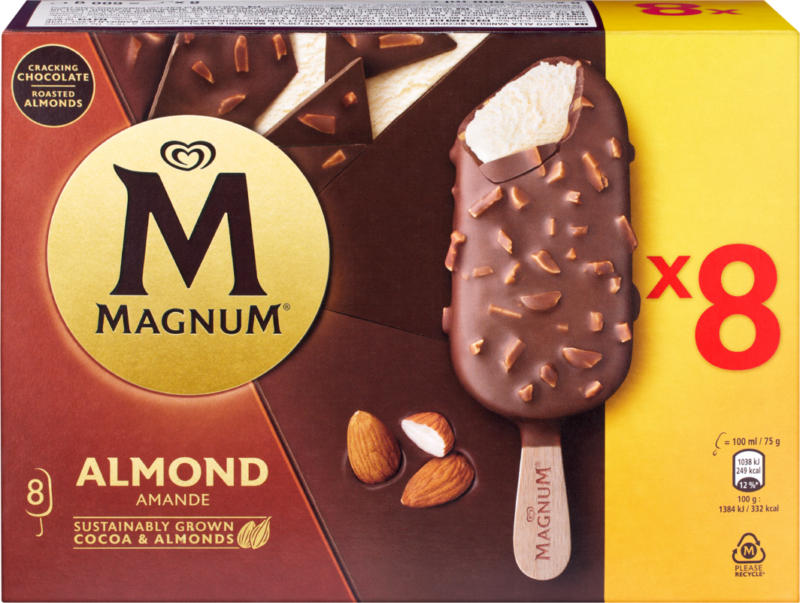 Glace Almond Magnum, 8 x 100 ml