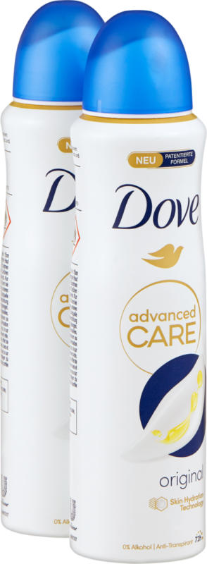Spray déodorant Advanced Care Original Dove, 2 x 150 ml