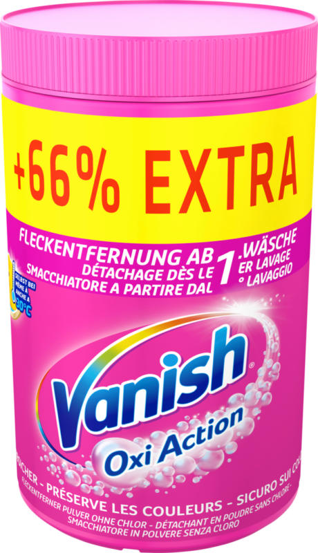 Smacchiatore in polvere Pink Vanish Oxy Action, Protezione del colore, 1,5 kg