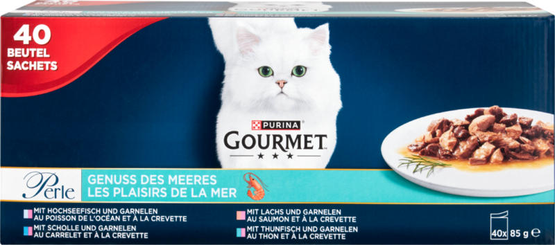 Cibo per gatti Gourmet Perle Purina, Les Plaisirs de la mer, 40 x 85 g