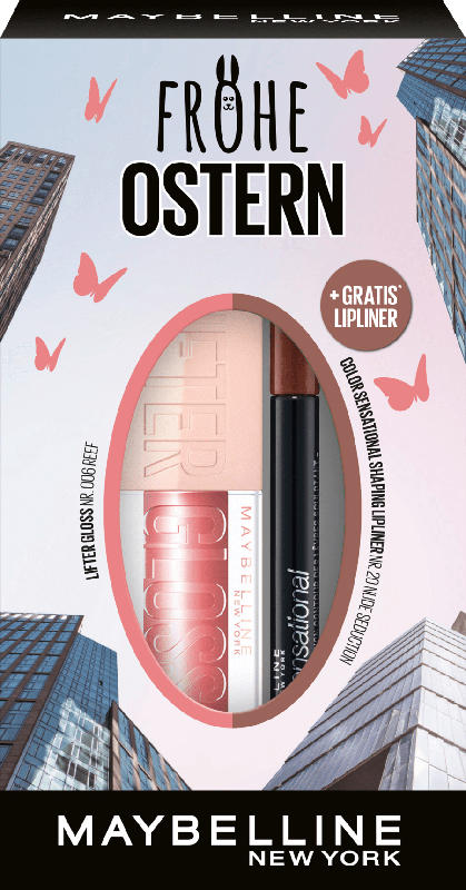 Maybelline New York Lippen Makeup Set Lipgloss Lifter Gloss 006 + gratis Lipliner Color Sensational 20