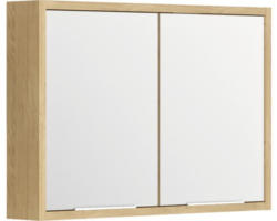 Spiegelschrank Allibert Sorento 2-türig 80x74x17 cm Eiche Hell