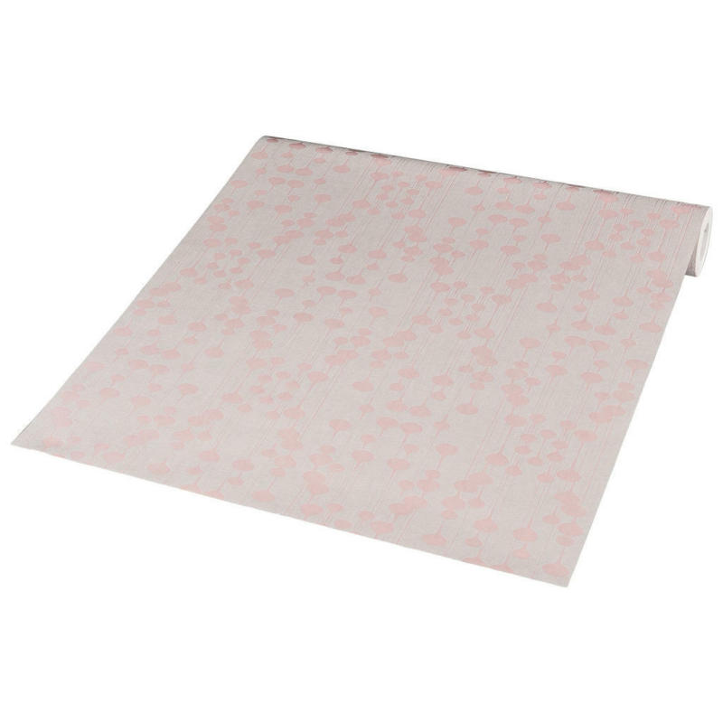 Vliestapete Tropfen grau rosa B/L: ca. 53x1005 cm