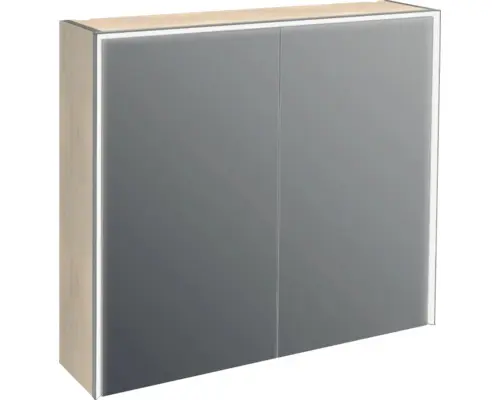 LED-Spiegelschrank Jungborn Quattro Sedici Nove 2-türig 80x20x70 cm tabacco