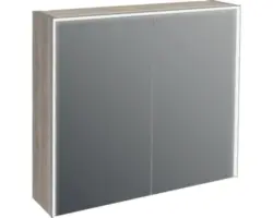 LED-Spiegelschrank Jungborn Quattro Sedici Nove 2-türig 80x20x70 cm nussbaum