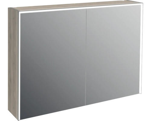 LED-Spiegelschrank Jungborn Quattro Sedici Nove 2-türig 100x20x70 cm nussbaum