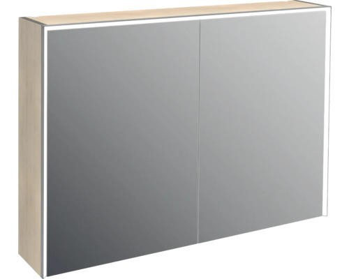 LED-Spiegelschrank Jungborn Quattro Sedici Nove 2-türig 100x20x70 cm tabacco