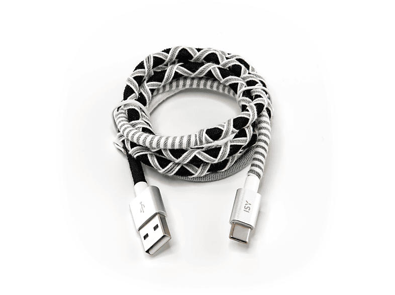 ISY Datenkabel USB-C, 1 Meter, Schwarz/Weiß (IUC-4100-SB-C)