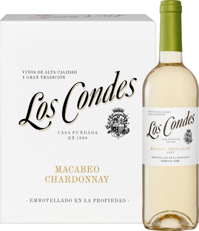 Los Condes Macabeo/Chardonnay Catalunya DO , Spagna, Catalogna, 2023, 6 x 75 cl