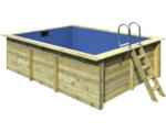 Hornbach Aufstellpool Holzpool-Set Karibu rechteckig 350x440x124 cm inkl. Bodenschutzvlies, Innenauskleidung mit Keilbiese & Leiter