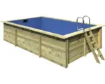 Hornbach Aufstellpool Holzpool-Set Karibu rechteckig 530x350x125 cm inkl. Bodenschutzvlies, Innenauskleidung mit Keilbiese & Leiter