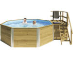 Hornbach Aufstellpool Holzpool-Set Weka 593 B rund Ø 397x116 cm inkl. Sandfilteranlage, Einbauskimmer, Filtersand, Bodenschutzvlies & Technikraum inkl. Holztreppe mit Handlauf