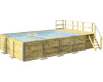 Hornbach Aufstellpool Holzpool-Set Weka 595 rechteckig 650x490x201 cm inkl. Bodenschutzvlies, Filteranlage, Filtersand, Innenauskleidung blau