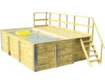 Hornbach Aufstellpool Holzpool-Set Weka 595 rechteckig 490x315x201 cm inkl. Bodenschutzvlies, Filteranlage, Filtersand, Innenauskleidung sand/weiß